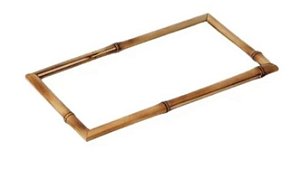 Prancha / Bandeja  de Vidro e Bambu Retangular P