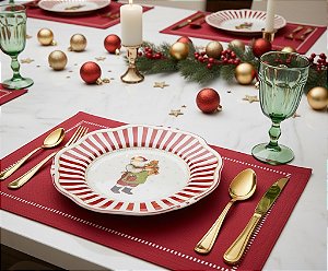 Jogo Americano Vermelho Retangular