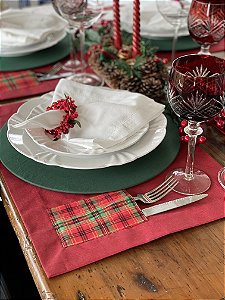 Jogo Americano Vermelho com Bolso