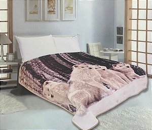 Cobertor Duplo Super Soft Solteiro 640g/m² Lobos Brancos - Realce Top Sultan