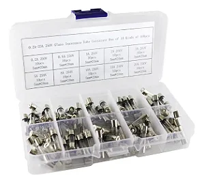 Kit com 100 Fusível de Vidro 5x20