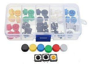 Kit Push Button com Capas Coloridas - 25 Pares