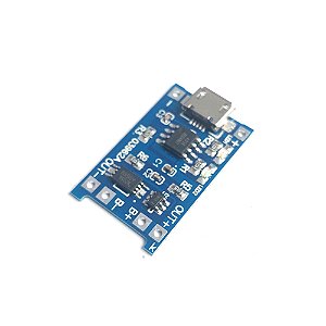 Módulo Carregador de Bateria de Lítio TP4056 Micro USB com Proteção