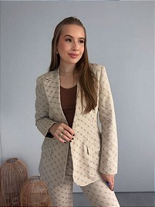 Blazer Ajustado ML Alfaiataria Flor de Liz