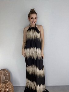Vestido Super Midi Estampado de Viscose Lança Perfume