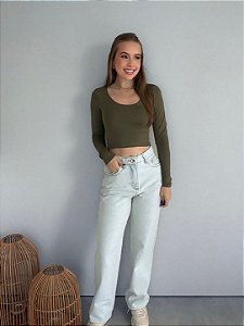 Cropped Manga Longa Poliamida Sou Estilo
