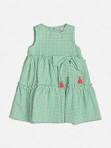 Vestido Bebe Vichy Verde Laço Momi