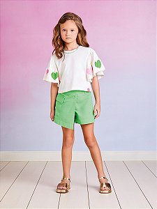 Short Saia Infantil Com Bolso Momi