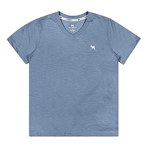 Camiseta Infantil Decote V Azul Charpey
