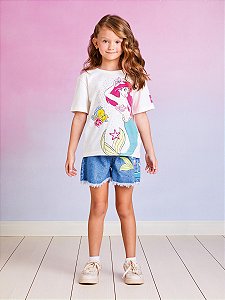 Short Jeans Infantil Pequena Sereia Momi