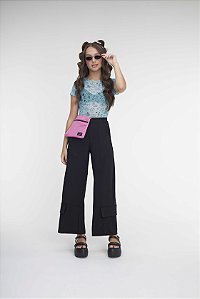Calça Wide Leg Preta Bobbyluu