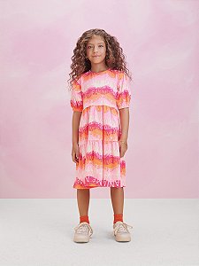 Vestido Infantil Listras Onduladas Anime