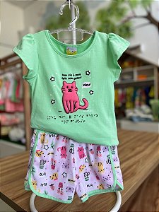 Conjunto Infantil Gato Rosa Jaca Lele