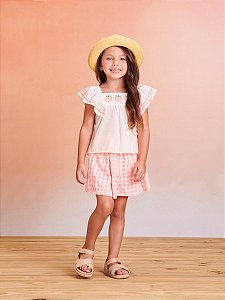 Conjunto Infantil Shorts Maça Xadrez Momi