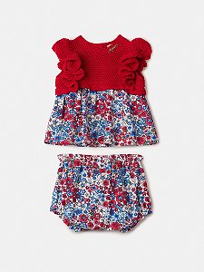 Vestido Infantil Tricot Floral Anime