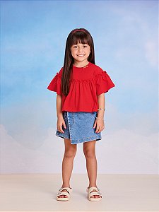 Blusa Infantil Vermelha Babado Momi