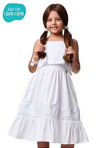 Vestido Infantil Petala Branca Camu Camu