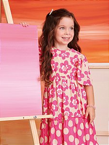 Vestido Infantil Poa Flores Momi