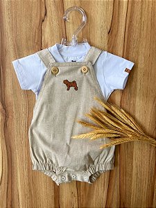 Conjunto Bebe Macacao/body White Charpey