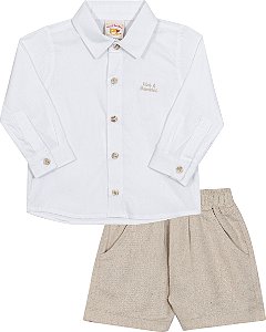Conjunto Camisa Branca E Bermuda Nini Ba