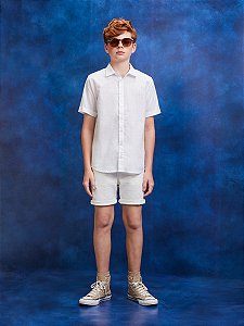 Camisa Infantil Tecido Branca  Youccie