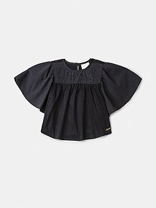 Blusa Infantil Preta Manga Morcego Anime
