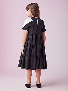 Vestido Infantil Com Laco Preto Anime