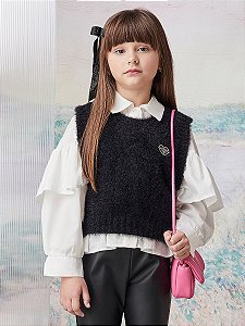 Colete Infantil Preto Pelinhos Anime