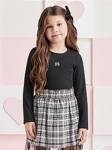 Conjunto Infantil  Saia Xadrez Momi