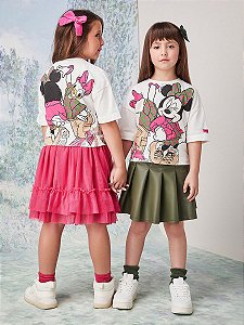 Saia Infantil Couro Pregas Verde Anime