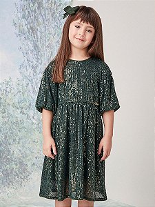 Vestido Paete Infantil Verde Anime