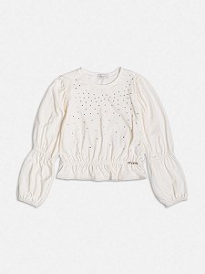 Blusa Infantil Strass Perola Momi