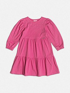 Vestido Infantil Strass Fucsia Momi