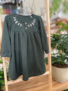 Vestido Bebe Verde Botões Nini Bambini