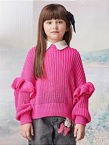 Casaco Trico Infantil Pink Anime