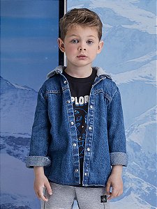 Camisa Jeans Infantil Com Capuz Youcci