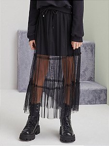 Saia Midi Tule Preto I Am Authoria