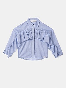 Camisete Infantil Babados Azul Claro