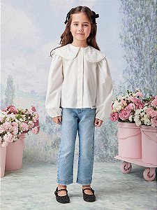 Camisa Infantil Gola Strass Anime
