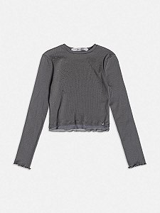 Blusa Com Tule Cinza Escuro I Am