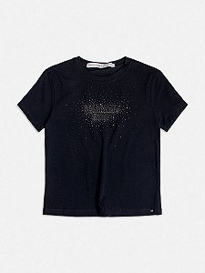 T Shirt Estampa Strass Preto I Am