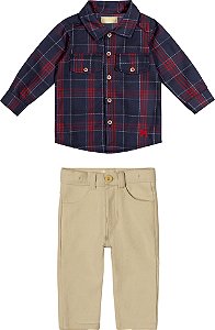 Conjunto Bebe Camisa Azul Xadrez Charpey
