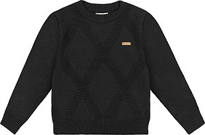 Sueter Tricot Trançado Preto Charpey