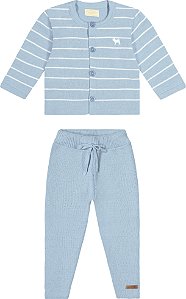 Conjunto Bebe Tricot Azul Charpey