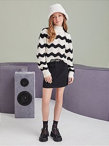 Saia Jeans Teen Black  Strass I Am