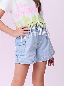 Shorts Jeans Infantil Bolso Cargo Momi