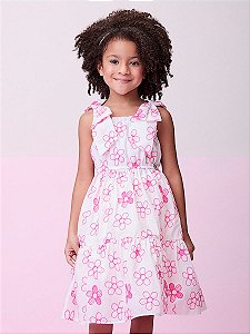 Vestido Infantil Flores Rosa Momi