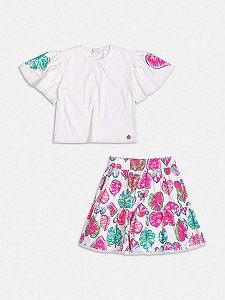Conjunto Infantil Folhagem Com Saia Momi