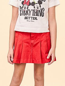 Shorts Saia Infantil Com Pregas Vermelho Anime