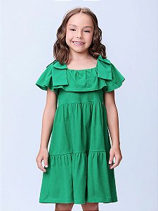 Vestido Infantil Com Lacos Verde Momi
